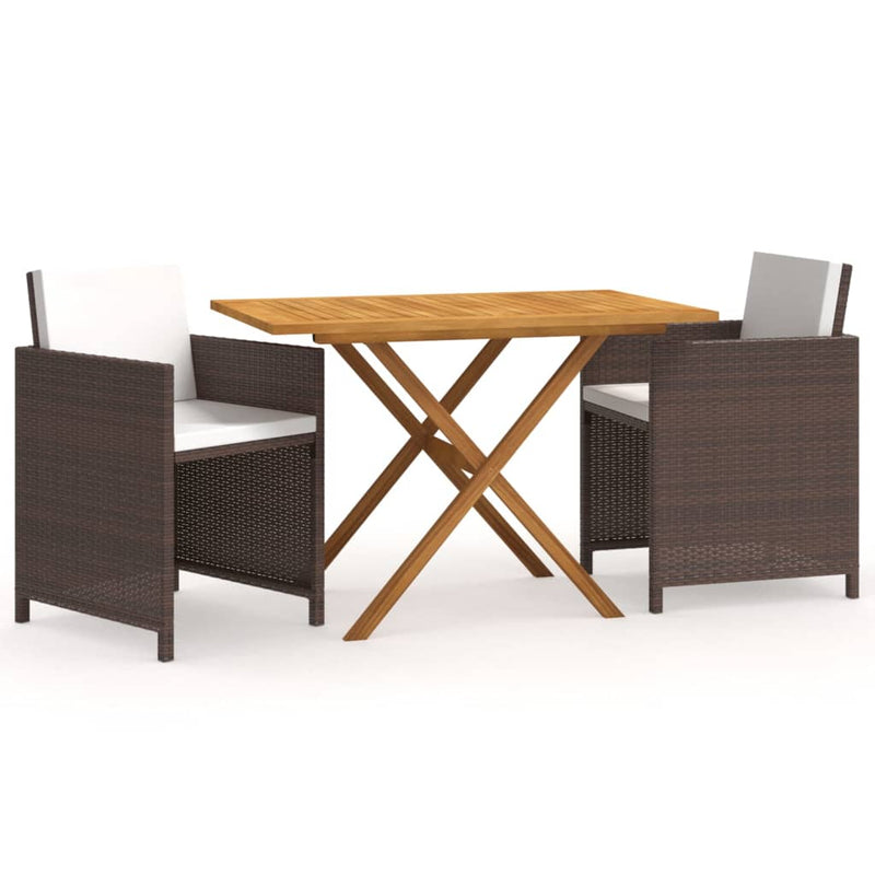 vidaXL 3 Piece Garden Dining Set with Cushions Beige