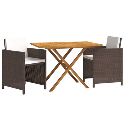 vidaXL 3 Piece Garden Dining Set with Cushions Beige