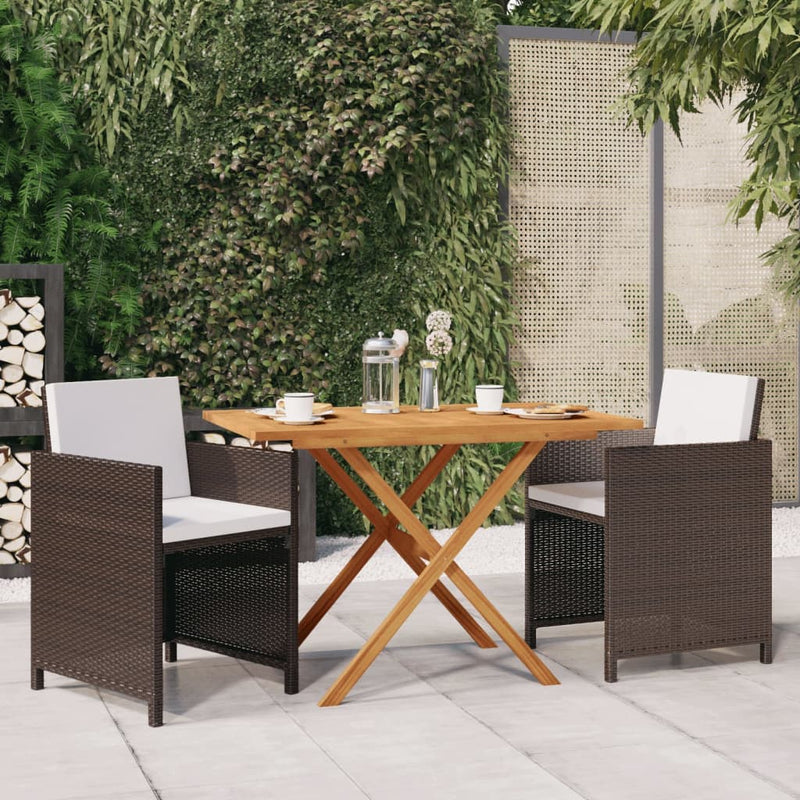 vidaXL 3 Piece Garden Dining Set with Cushions Beige