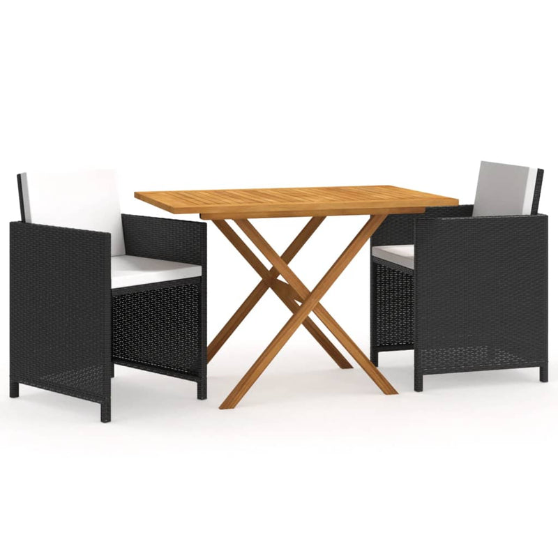 vidaXL 3 Piece Garden Dining Set with Cushions Beige
