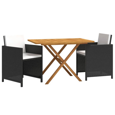 vidaXL 3 Piece Garden Dining Set with Cushions Beige