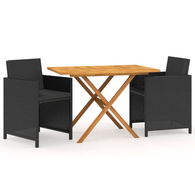 vidaXL 3 Piece Garden Dining Set with Cushions Beige