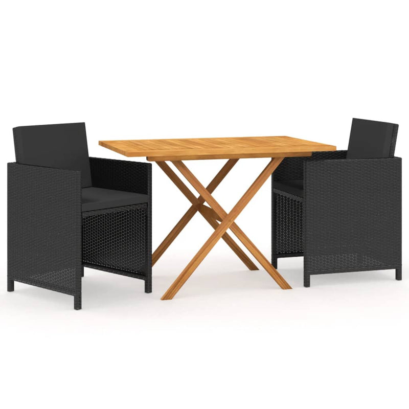 vidaXL 3 Piece Garden Dining Set with Cushions Beige
