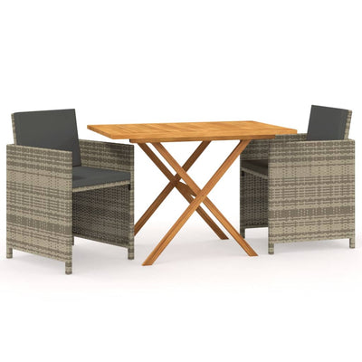 vidaXL 3 Piece Garden Dining Set with Cushions Beige