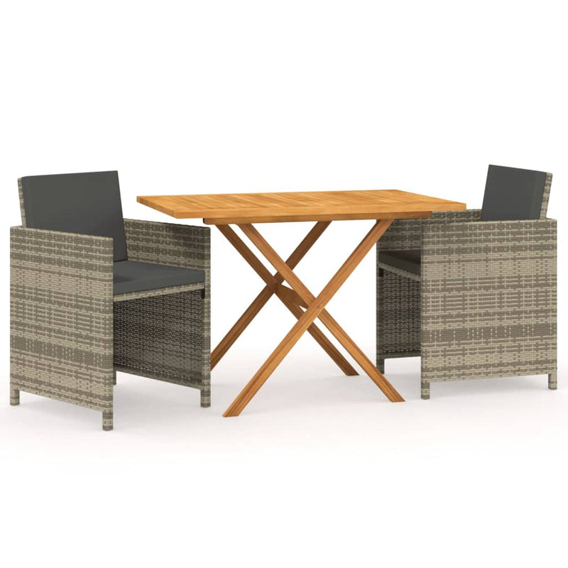 vidaXL 3 Piece Garden Dining Set with Cushions Beige