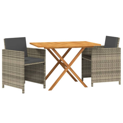 vidaXL 3 Piece Garden Dining Set with Cushions Beige