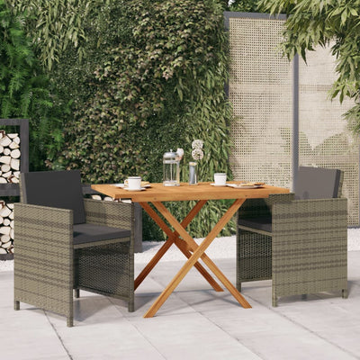 vidaXL 3 Piece Garden Dining Set with Cushions Beige
