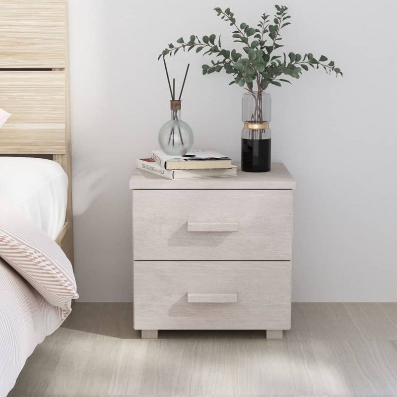 vidaXL Bedside Cabinet "HAMAR" White 40x35x44.5 cm Solid Pinewood