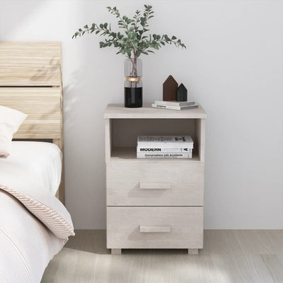 vidaXL Bedside Cabinet "HAMAR" White 40x35x62 cm Solid Wood Pine