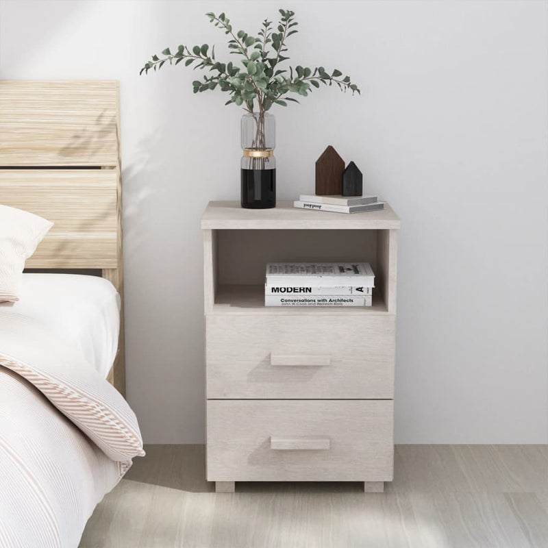 vidaXL Bedside Cabinet "HAMAR" White 40x35x62 cm Solid Wood Pine