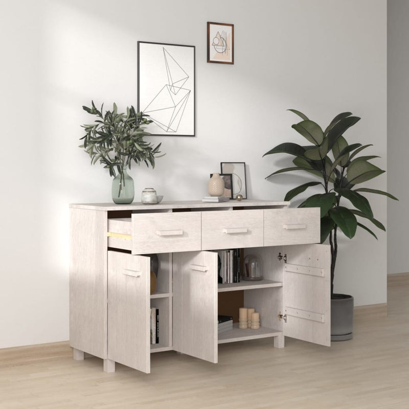 vidaXL Sideboard "HAMAR" White 113x40x80 cm Solid Wood Pine