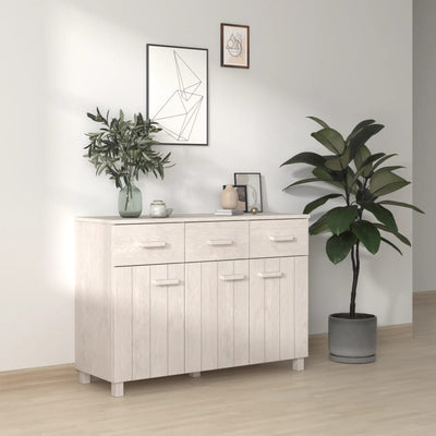 vidaXL Sideboard "HAMAR" White 113x40x80 cm Solid Wood Pine