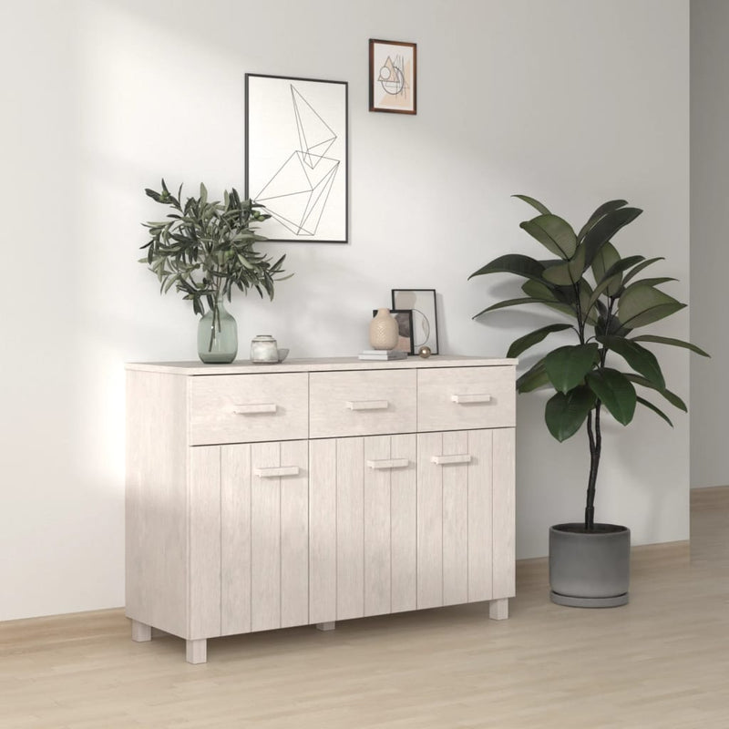 vidaXL Sideboard "HAMAR" White 113x40x80 cm Solid Wood Pine