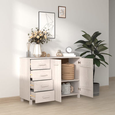 vidaXL Sideboard "HAMAR" White 113x40x80 cm Solid Wood Pine