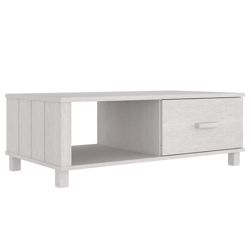 vidaXL Coffee Table "HAMAR" White 100x55x35 cm Solid Wood Pine