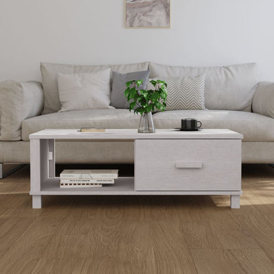 vidaXL Coffee Table "HAMAR" White 100x55x35 cm Solid Wood Pine