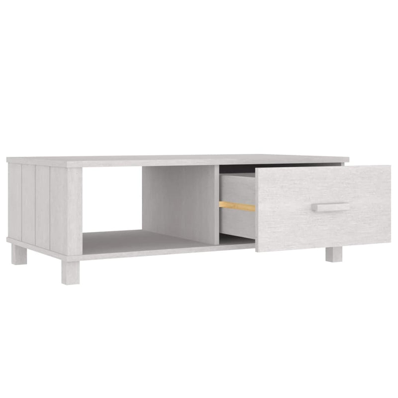 vidaXL Coffee Table "HAMAR" White 100x55x35 cm Solid Wood Pine