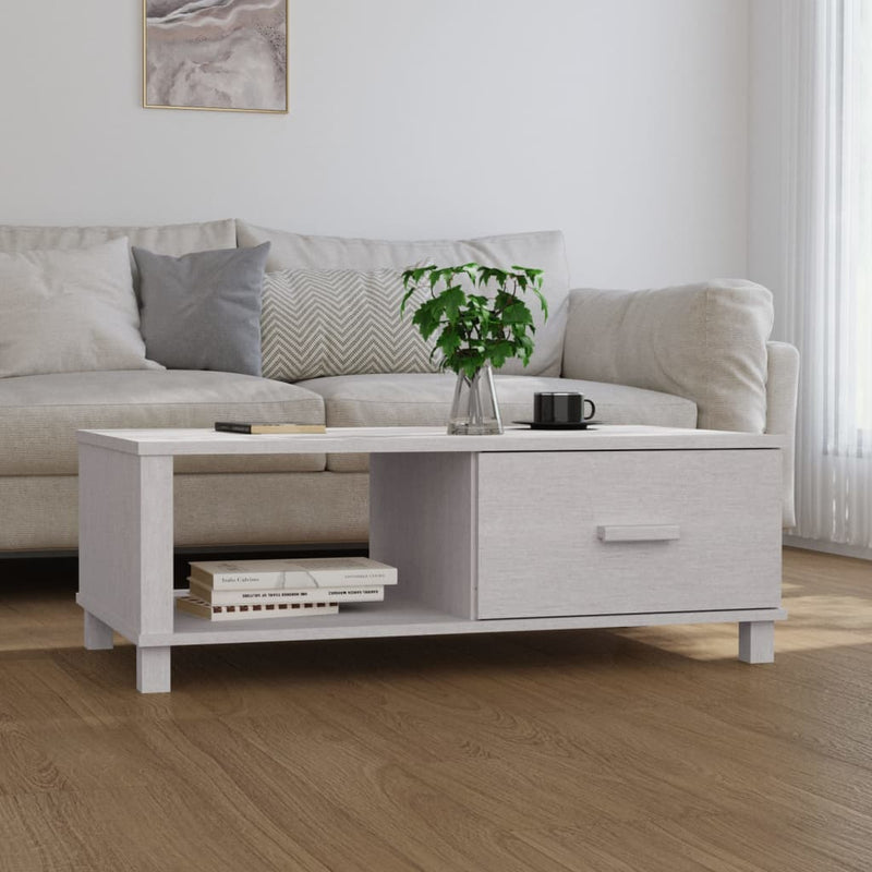 vidaXL Coffee Table "HAMAR" White 100x55x35 cm Solid Wood Pine