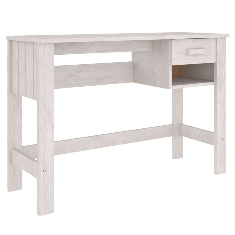 vidaXL Desk "HAMAR" White 110x40x75 cm Solid Wood Pine