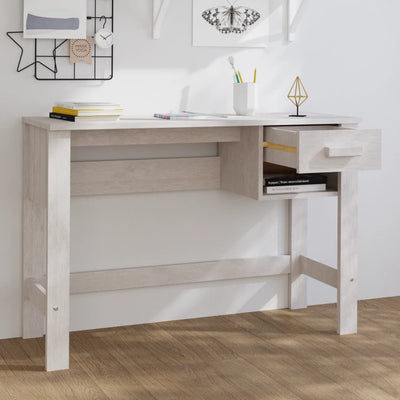 vidaXL Desk "HAMAR" White 110x40x75 cm Solid Wood Pine