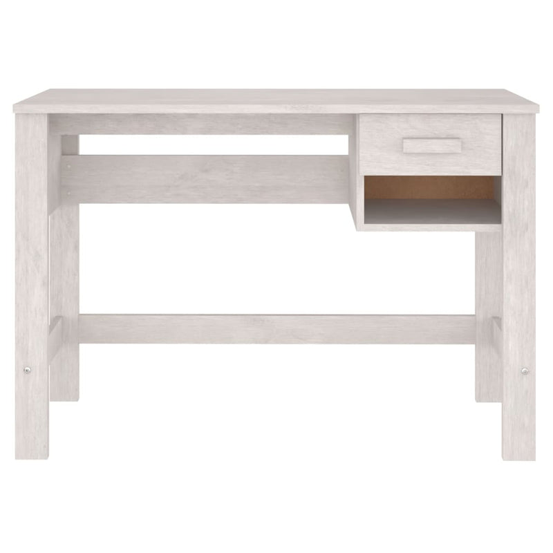 vidaXL Desk "HAMAR" White 110x40x75 cm Solid Wood Pine