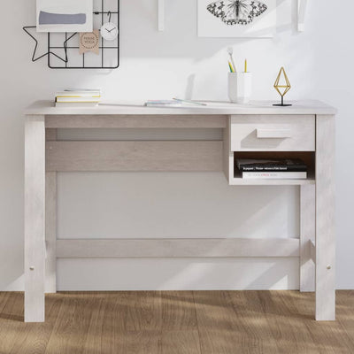 vidaXL Desk "HAMAR" White 110x40x75 cm Solid Wood Pine