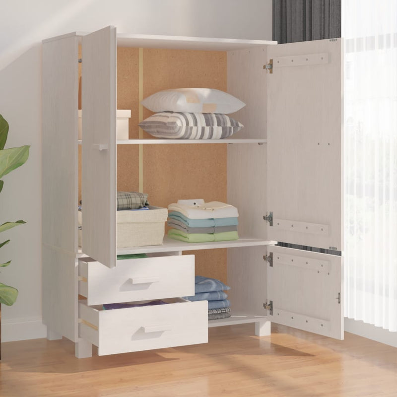 vidaXL Wardrobe "HAMAR" White  99x45x137 cm Solid Wood Pine