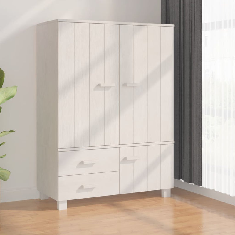 vidaXL Wardrobe "HAMAR" White  99x45x137 cm Solid Wood Pine