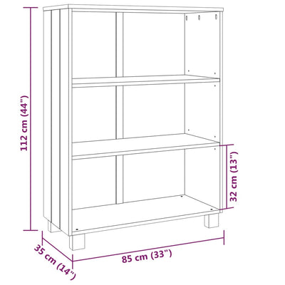 vidaXL Book Cabinet "HAMAR" White  85x35x112 cm Solid Wood Pine