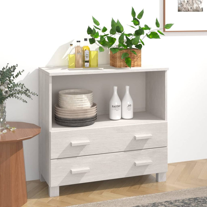 vidaXL Sideboard "HAMAR" White 85x35x80 cm Solid Wood Pine