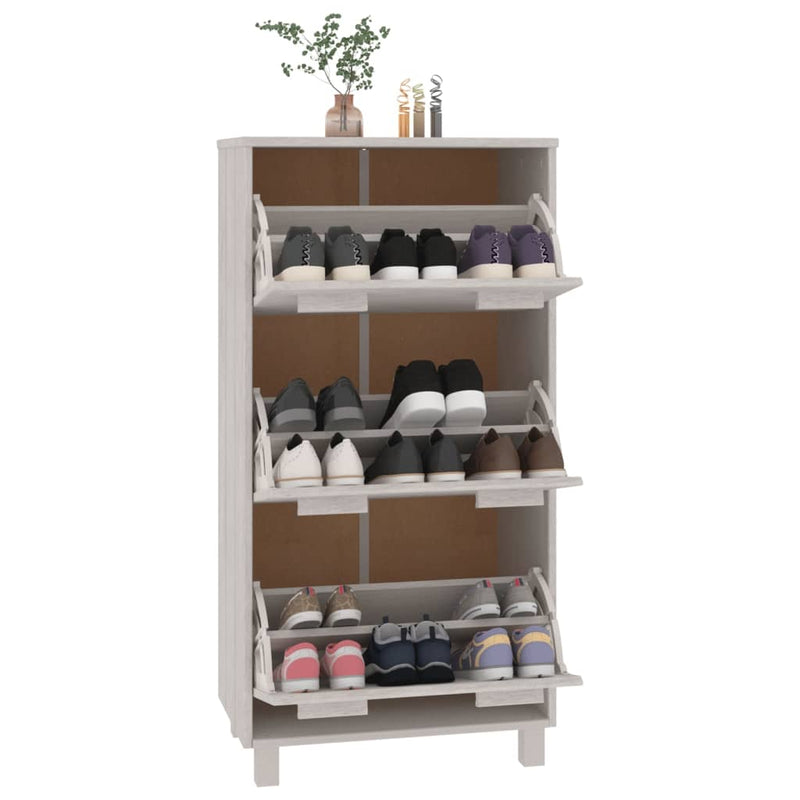 vidaXL Shoe Cabinet "HAMAR" Honey Brown 59.5x35x117 cm Solid Wood Pine