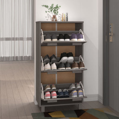 vidaXL Shoe Cabinet "HAMAR" Honey Brown 59.5x35x117 cm Solid Wood Pine