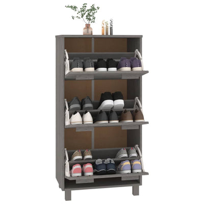 vidaXL Shoe Cabinet "HAMAR" Honey Brown 59.5x35x117 cm Solid Wood Pine