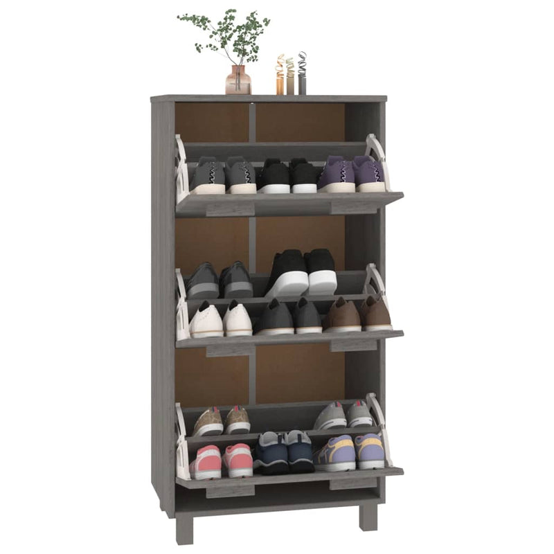 vidaXL Shoe Cabinet "HAMAR" Honey Brown 59.5x35x117 cm Solid Wood Pine