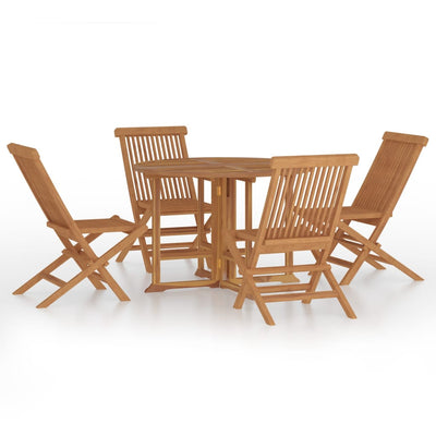 vidaXL 5 Piece Folding Outdoor Dining Set Solid Wood Teak