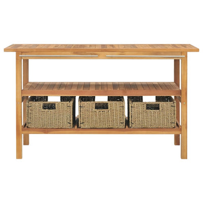 vidaXL Bathroom Vanity Cabinet with Black Marble Sinks Solid Wood Teak