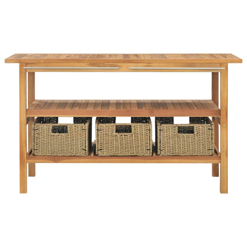 vidaXL Bathroom Vanity Cabinet with Black Marble Sinks Solid Wood Teak