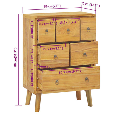 vidaXL Chest of Drawers 56x30x80 cm Solid Wood Teak