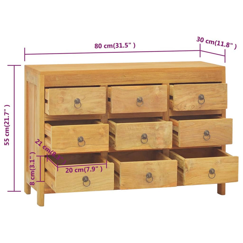vidaXL Chest of Drawers 80x30x55 cm Solid Wood Teak