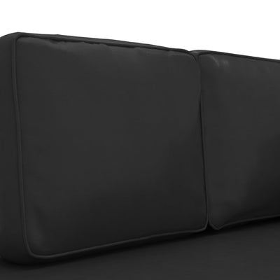 vidaXL Chaise Lounge with Cushions and Bolster Black Faux Leather