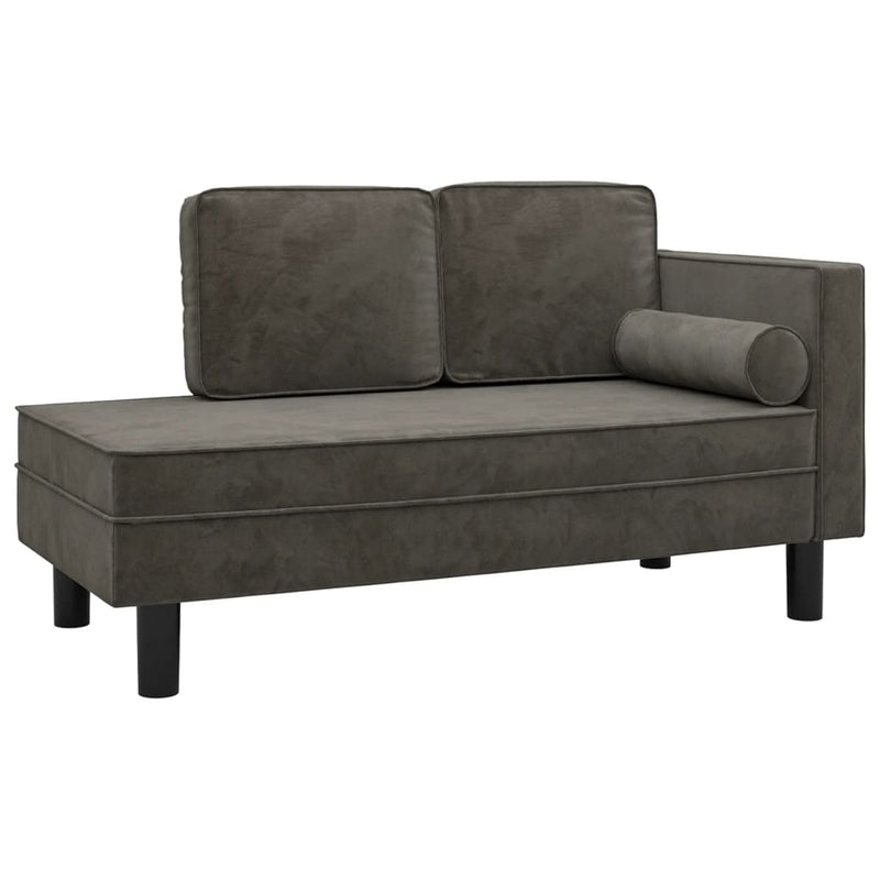 vidaXL Chaise Lounge with Cushions and Bolster Black Velvet