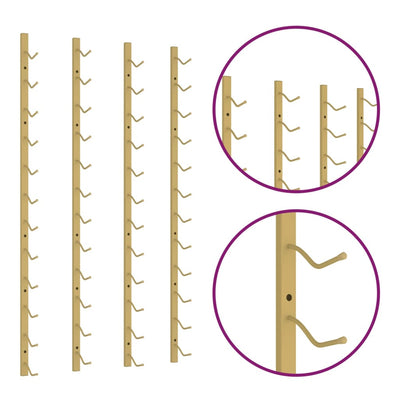 vidaXL Wall Mounted Wine Rack for 12 Bottles Gold Iron