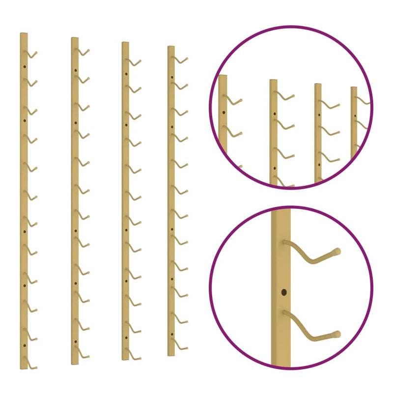 vidaXL Wall Mounted Wine Rack for 12 Bottles Gold Iron