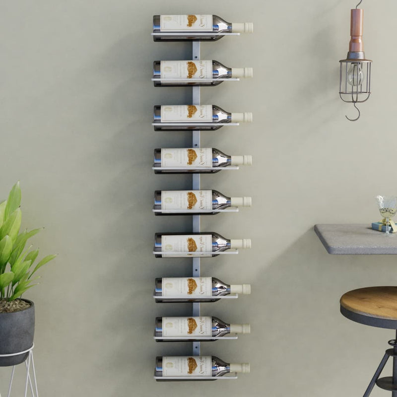 vidaXL Wall-mounted Wine Rack for 9 Bottles 2 pcs Gold Iron