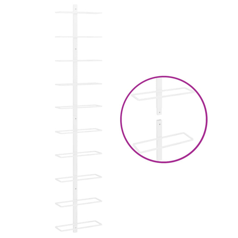 vidaXL Wall-mounted Wine Rack for 10 Bottles 2 pcs Gold Metal