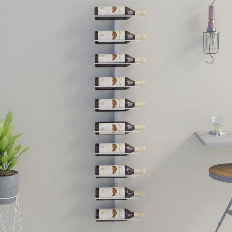 vidaXL Wall-mounted Wine Rack for 10 Bottles 2 pcs Gold Metal