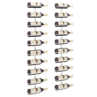 vidaXL Wall-mounted Wine Rack for 10 Bottles 2 pcs Gold Metal