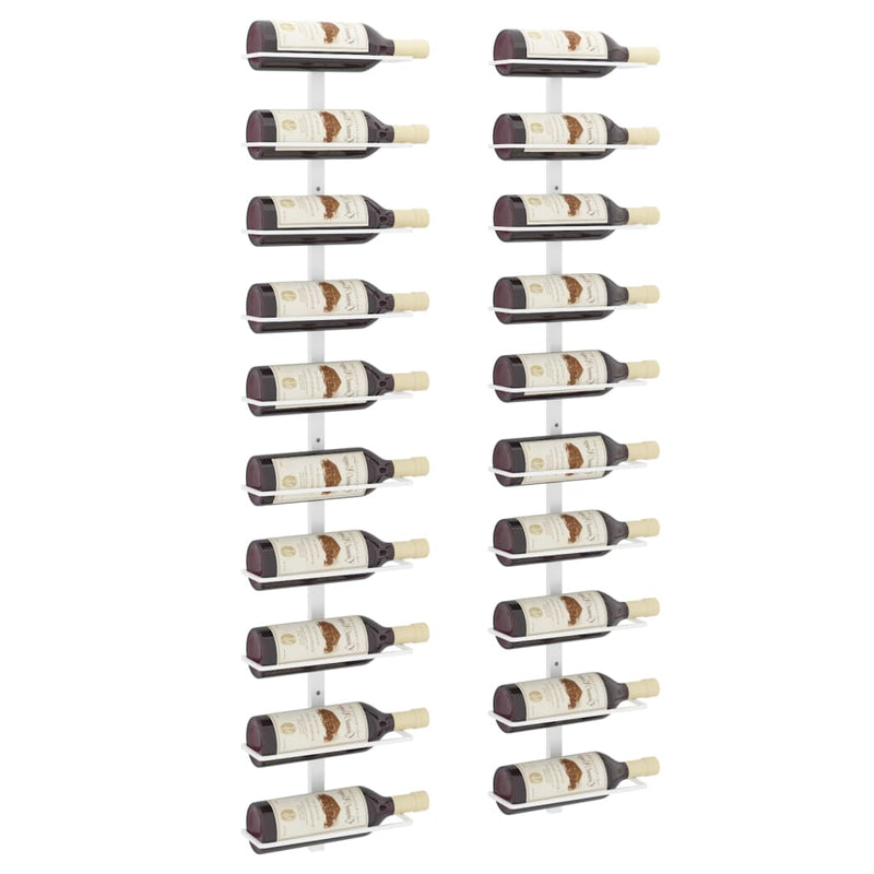 vidaXL Wall-mounted Wine Rack for 10 Bottles 2 pcs Gold Metal