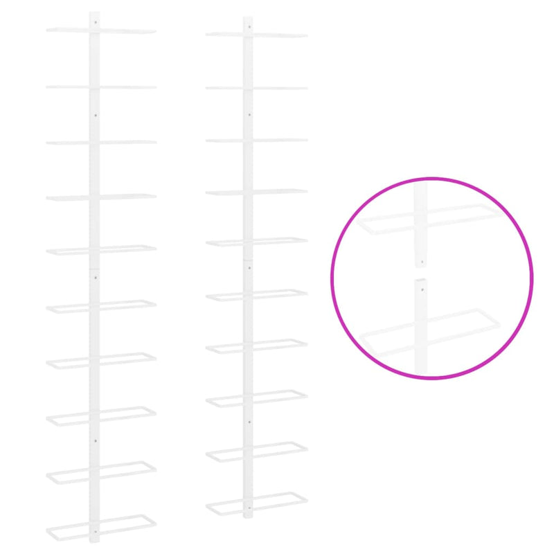 vidaXL Wall-mounted Wine Rack for 10 Bottles 2 pcs Gold Metal