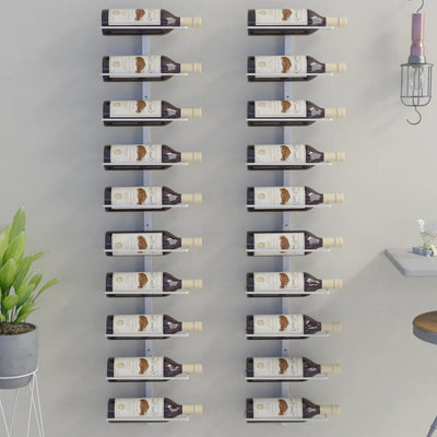 vidaXL Wall-mounted Wine Rack for 10 Bottles 2 pcs Gold Metal